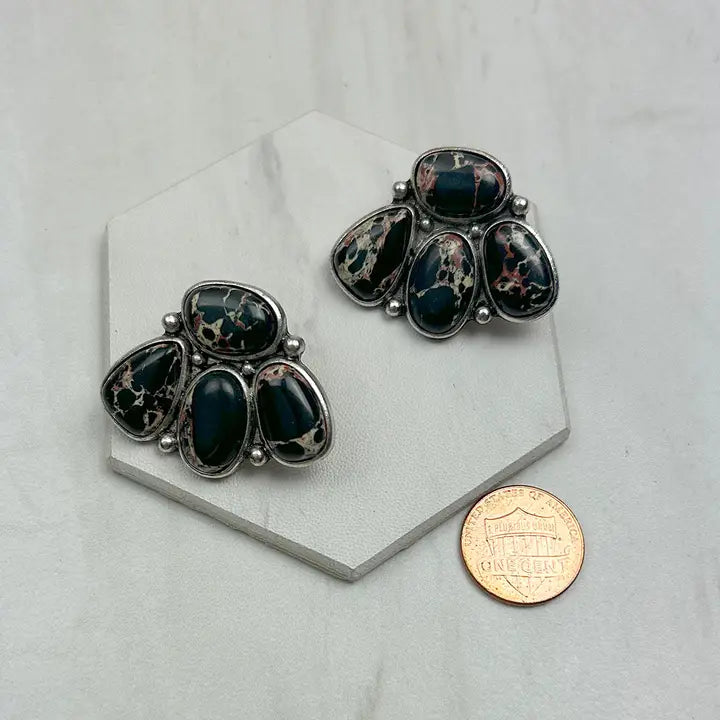 Black stone earrings