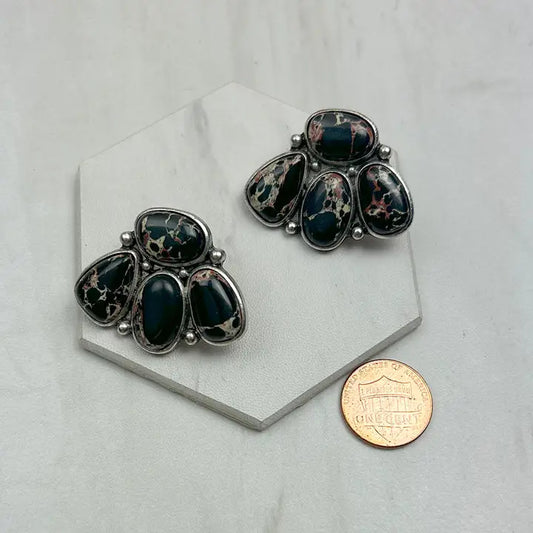 Black stone earrings