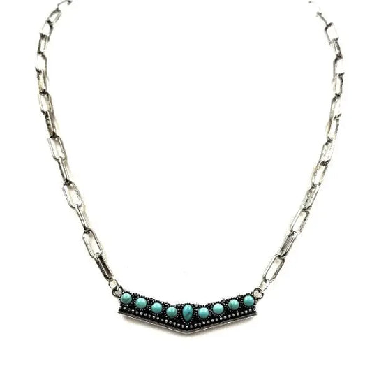 Western Turquoise Bar Pendant Necklace