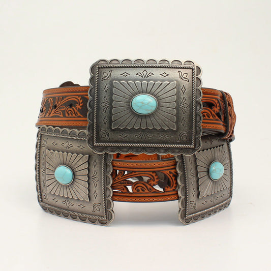 Turquoise Rectangle Concho Belt