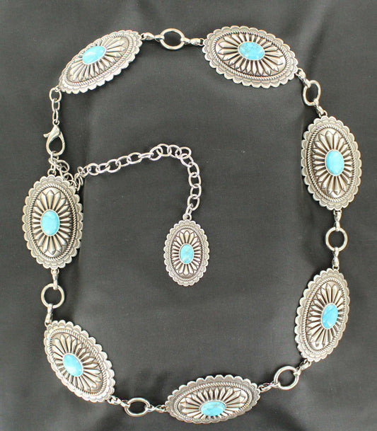 Turquoise Concho Chain Belt