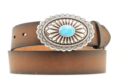 Brown Belt with Turquoise Buckle