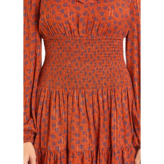 womens floral rust dress