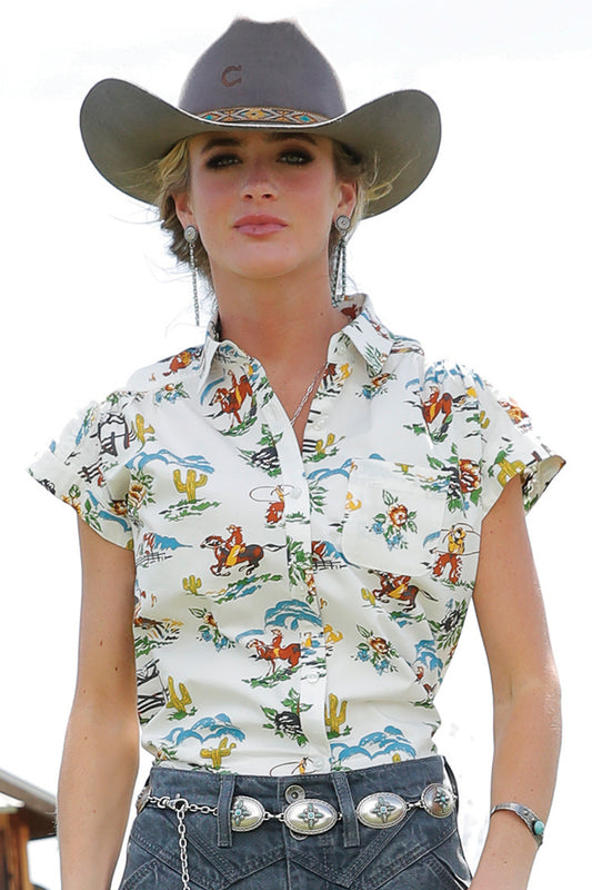 Women's ss cream print