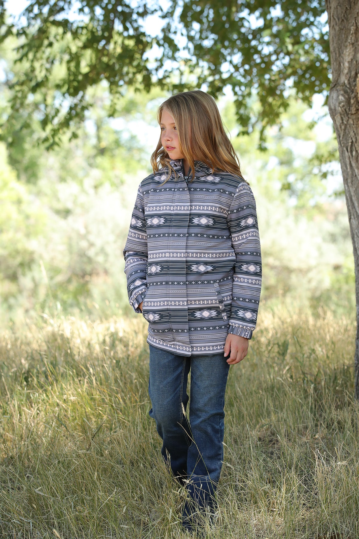 Cinch girls hooded pink/grey coat