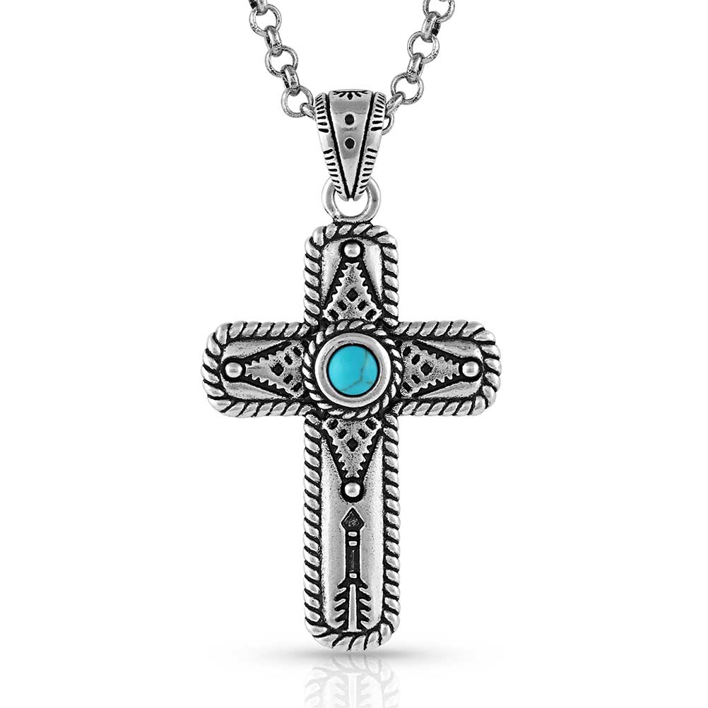 Faith on Point Turquoise Cross Necklace