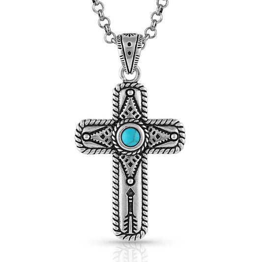 Faith on Point Turquoise Cross Necklace