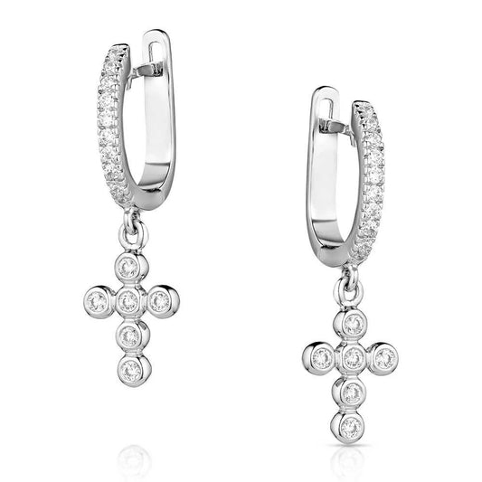 SIMPLE CRYSTAL CROSS EARRINGS