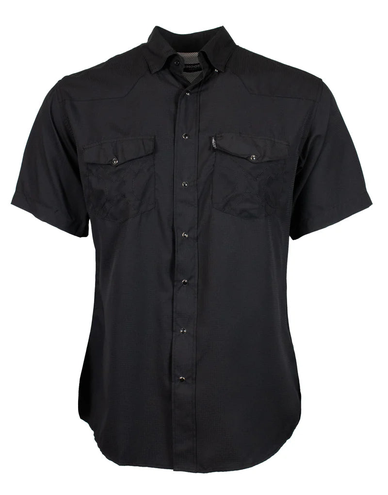 "Sol" Black Short Sleeve Pearl Snap