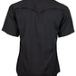 "Sol" Black Short Sleeve Pearl Snap