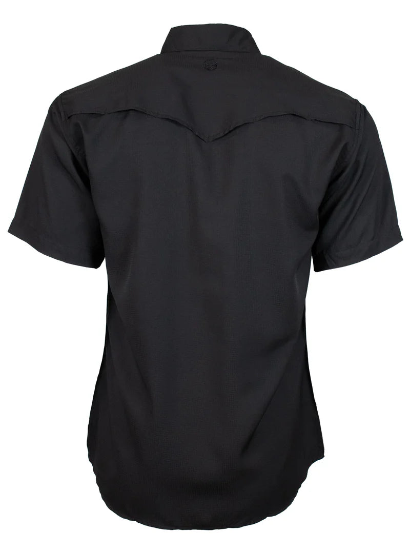 "Sol" Black Short Sleeve Pearl Snap