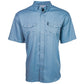 "Sol" Ashley Blue Short Sleeve Pearl Snap
