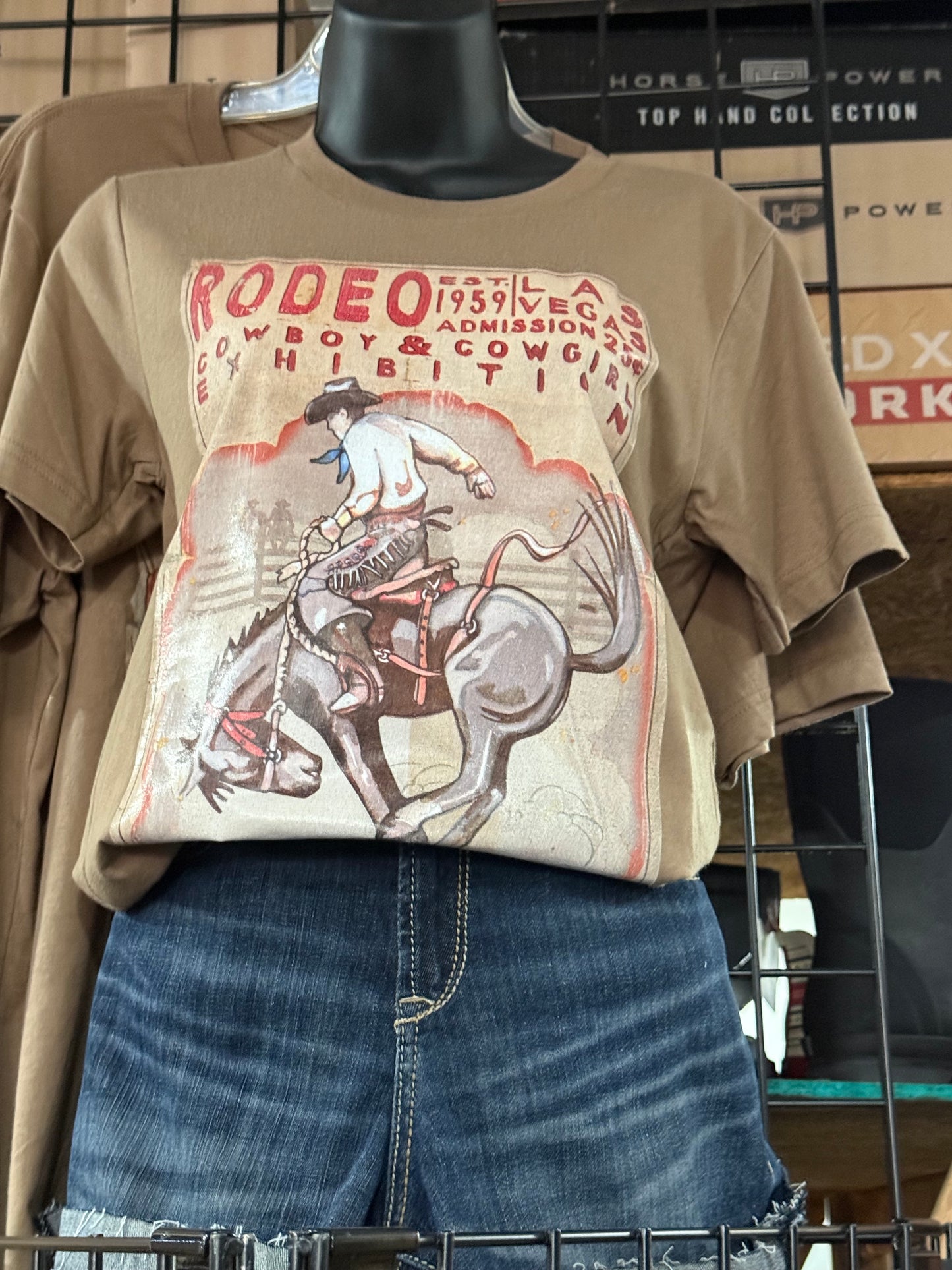 Women's "Cowboy Las Vegas" Vintage Brown Tee