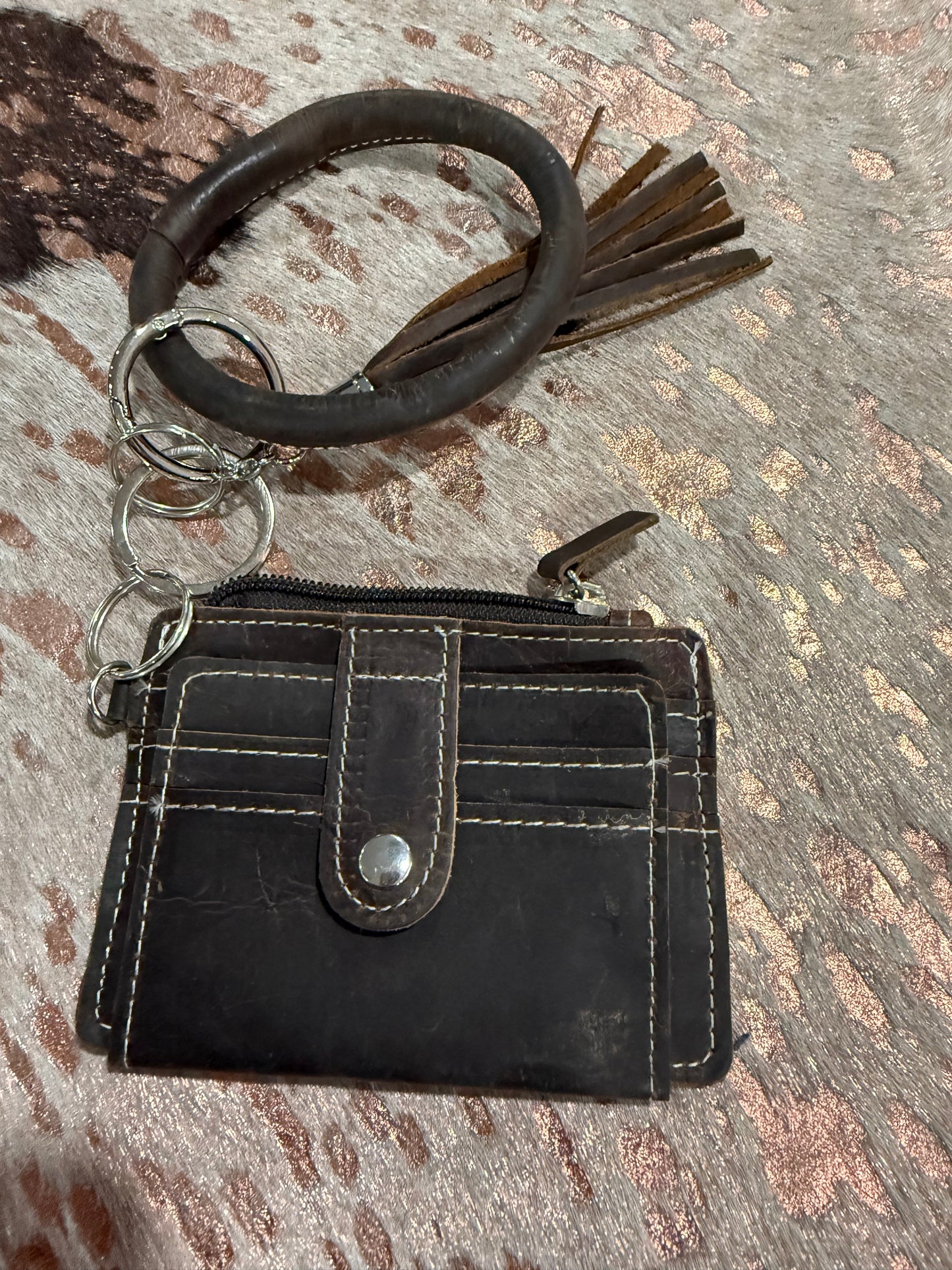 Cowhide bangle Card Holder