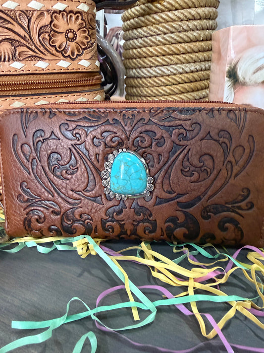 Wristlet with Faux Tur. stone