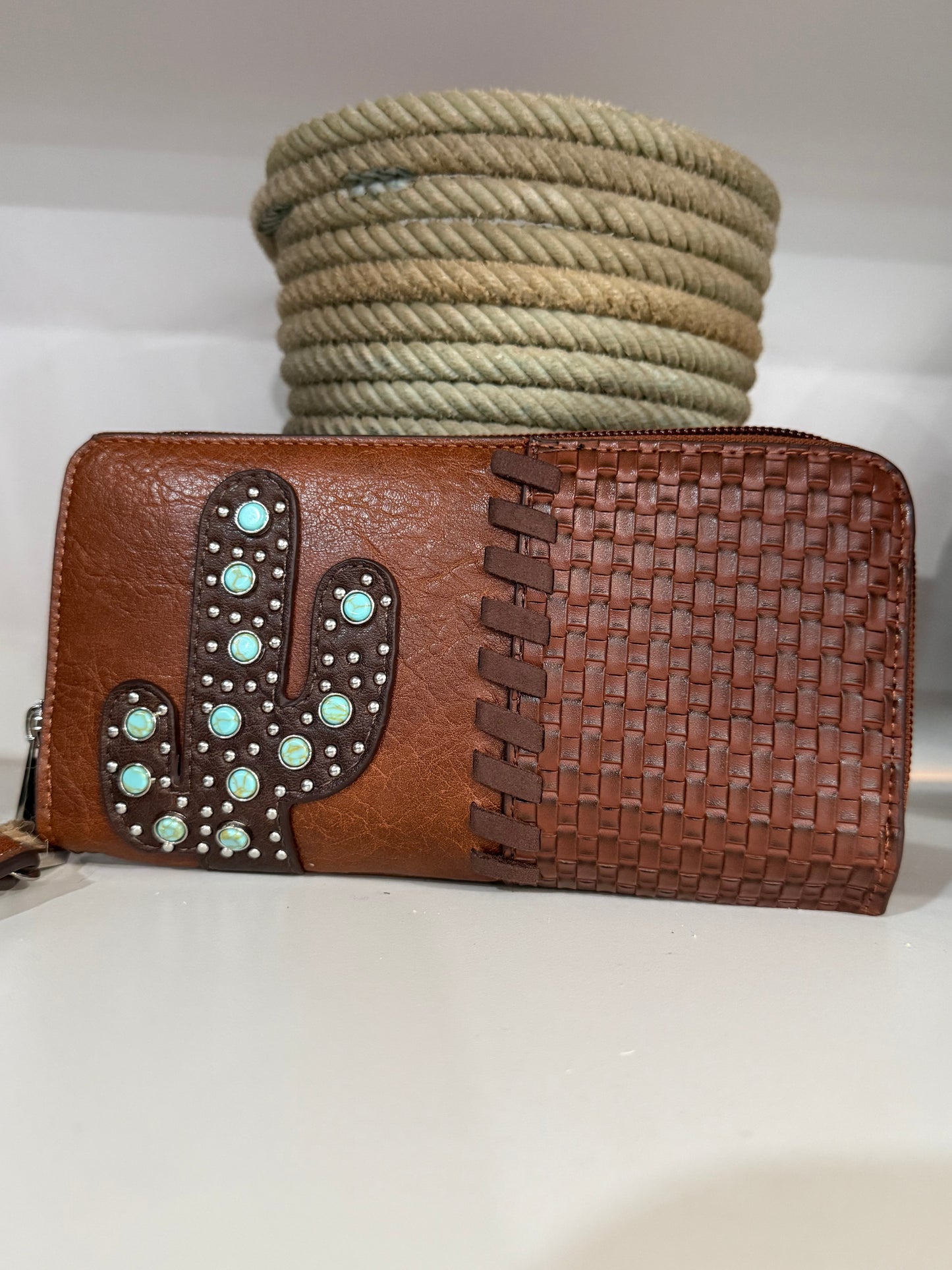 Wallet with Beaded Cactus