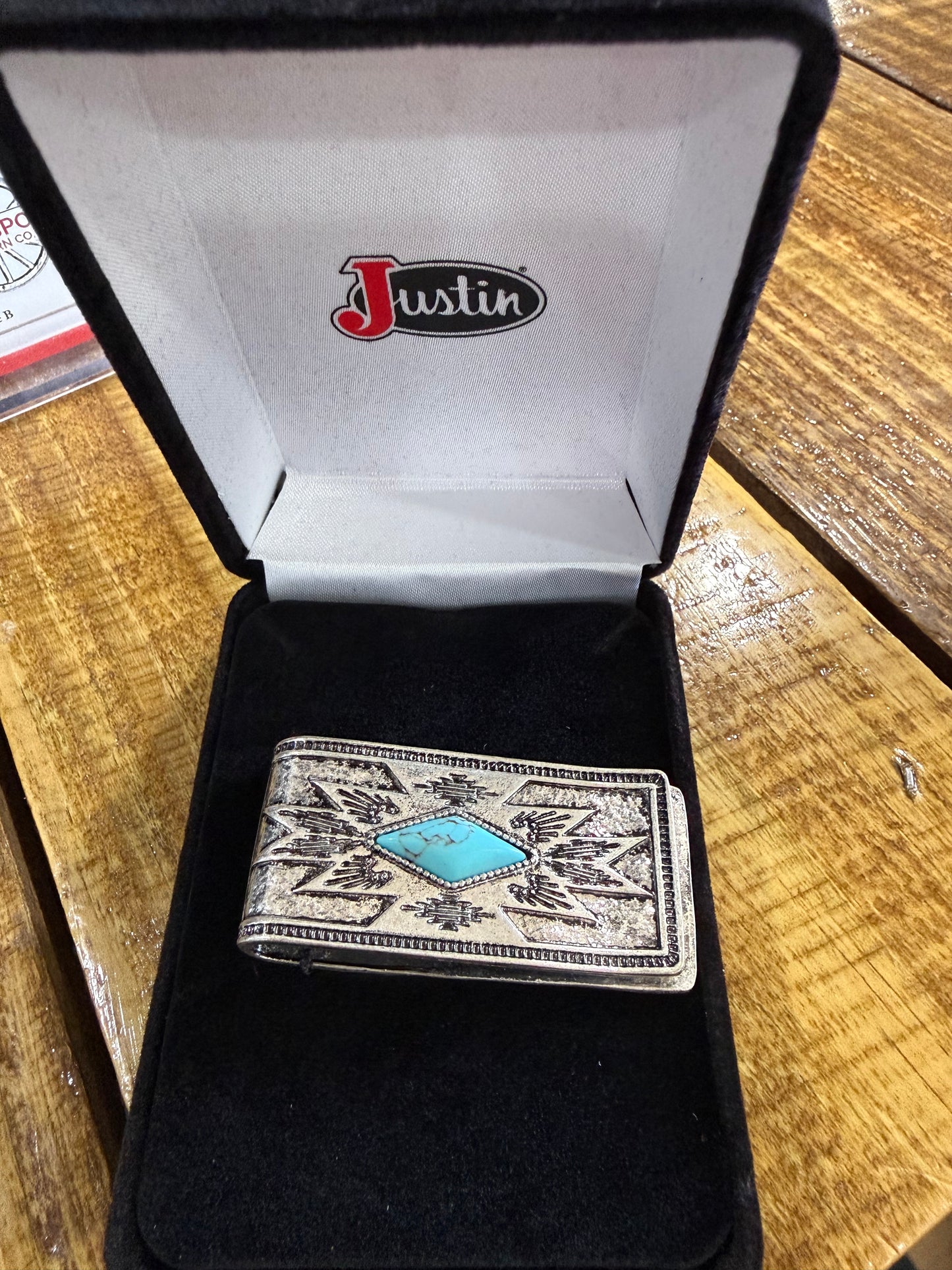 Justin money clip with stone