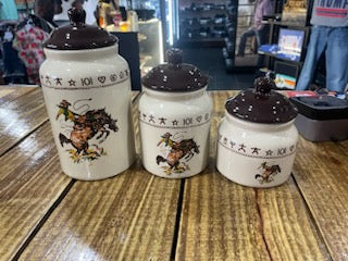 3 Piece Bronc and Branded Canister Set