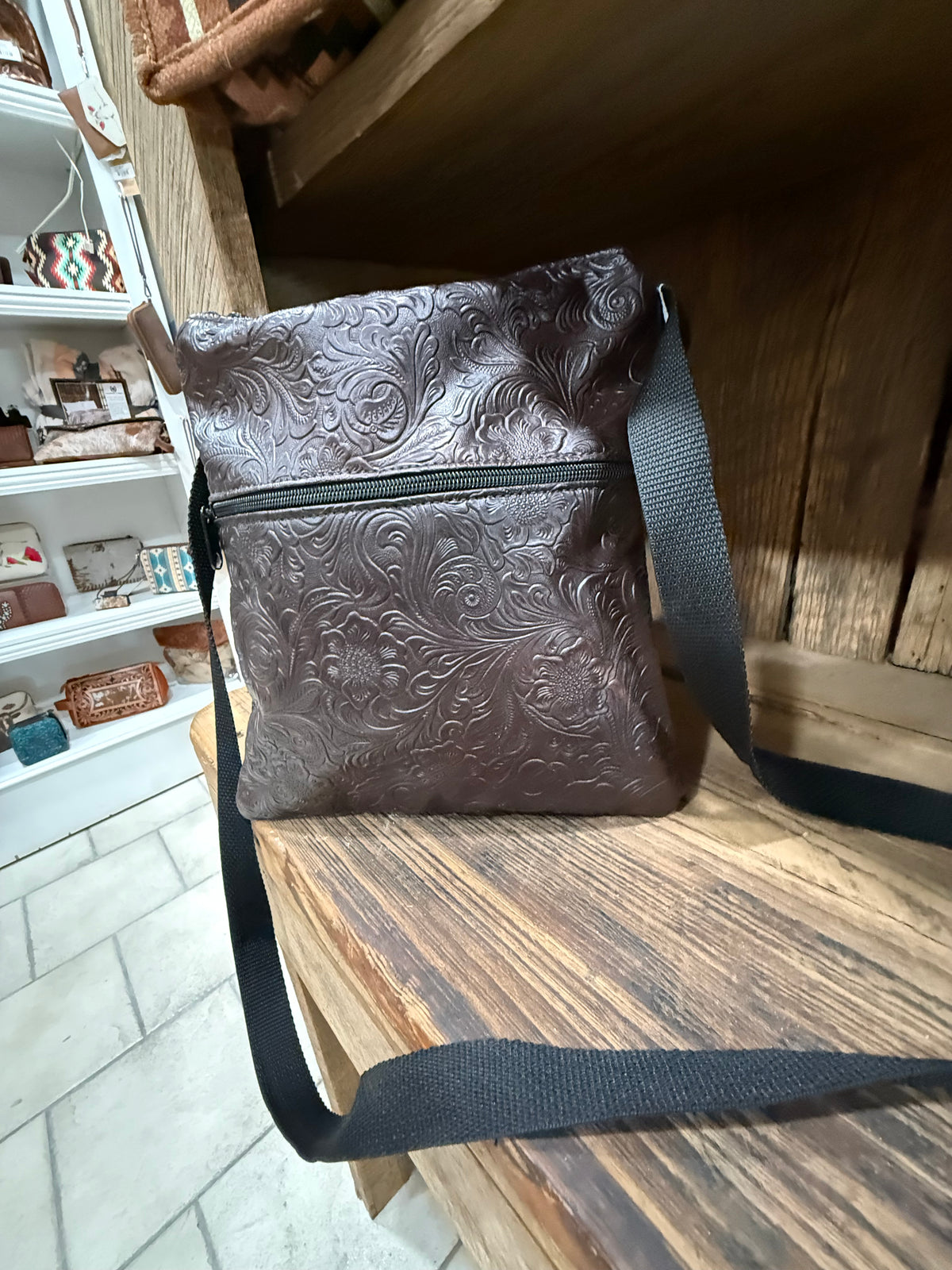 Leather clutch purse brown