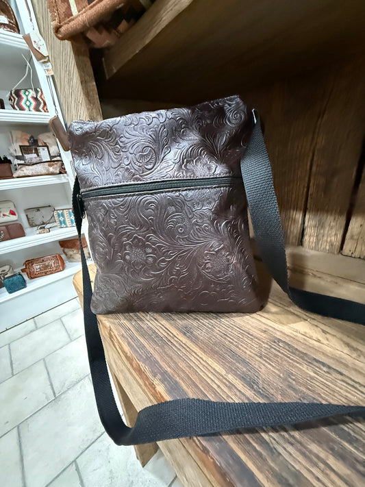 Leather clutch purse brown