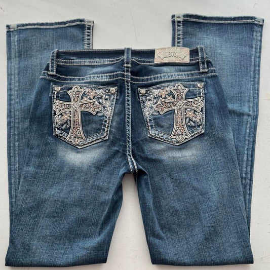 Womens Miss Me Floral Cross
