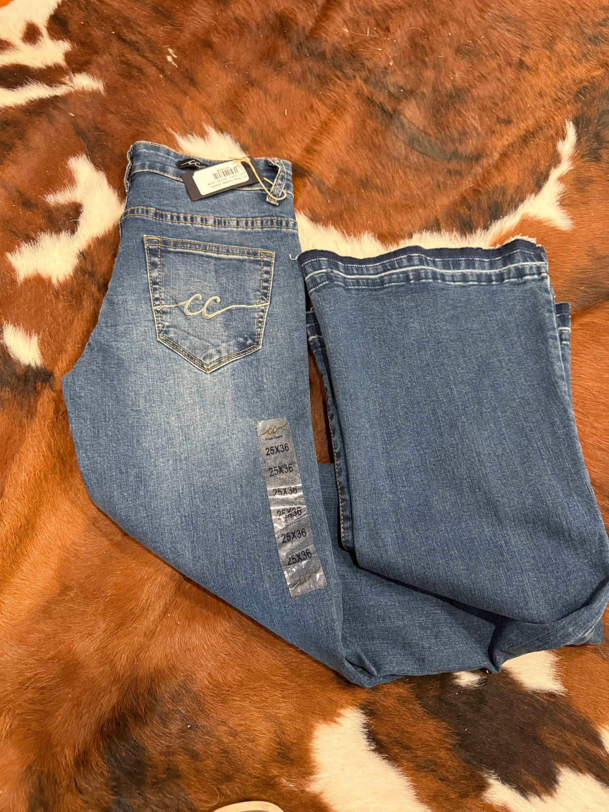 Womens CC open flare jeans