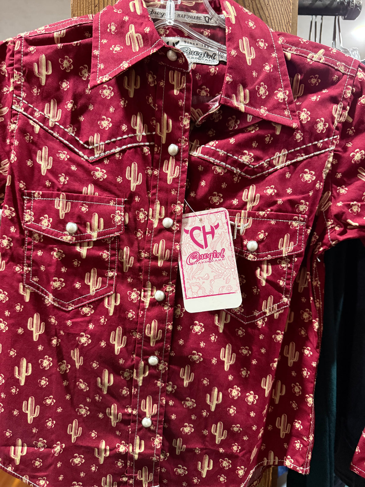 Cowgirl hardware red cactus l/s shirt