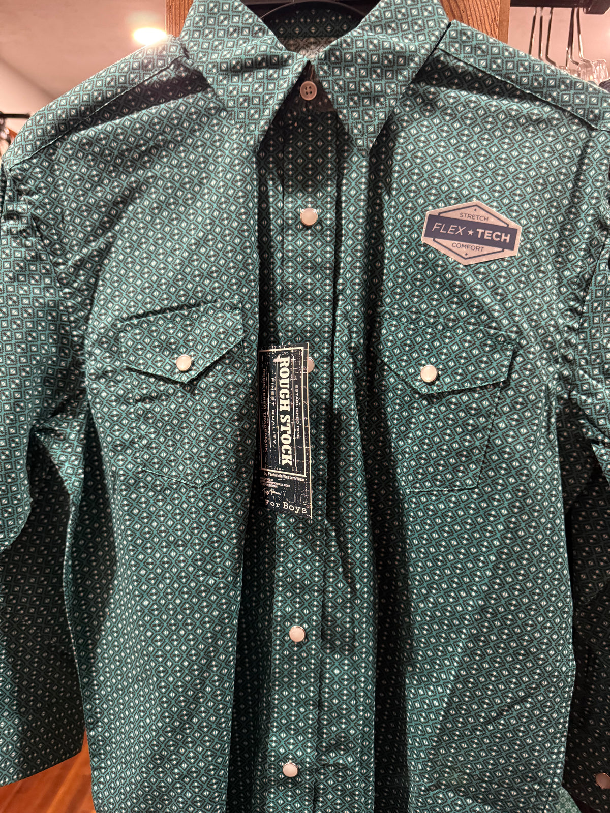 Panhandle slim boys dark green l/s shirt