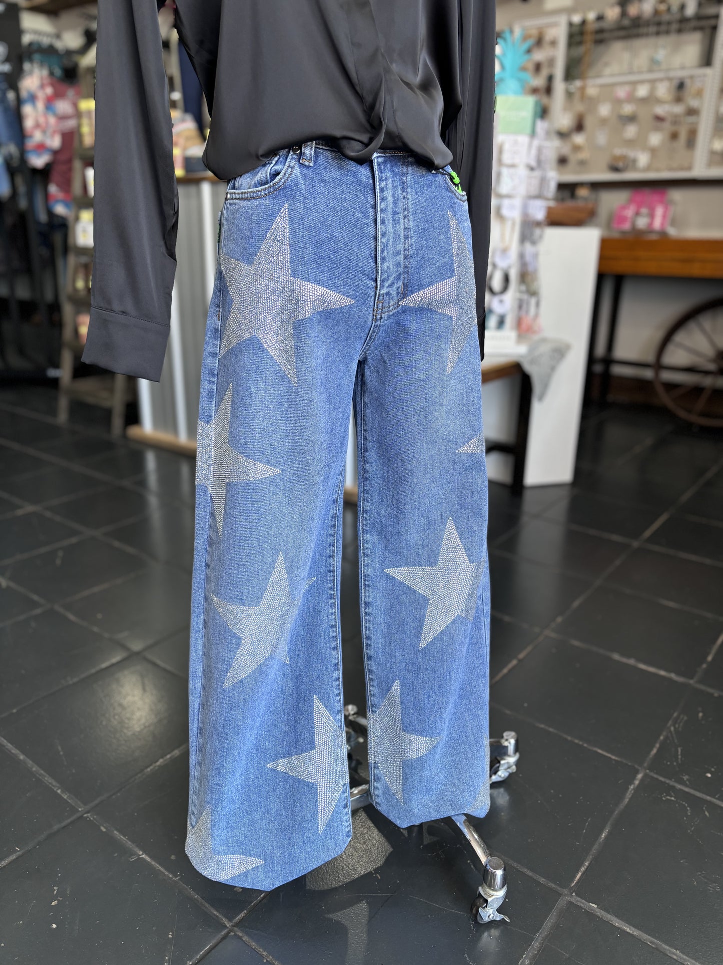 Vibrant Rhinestone Jeans