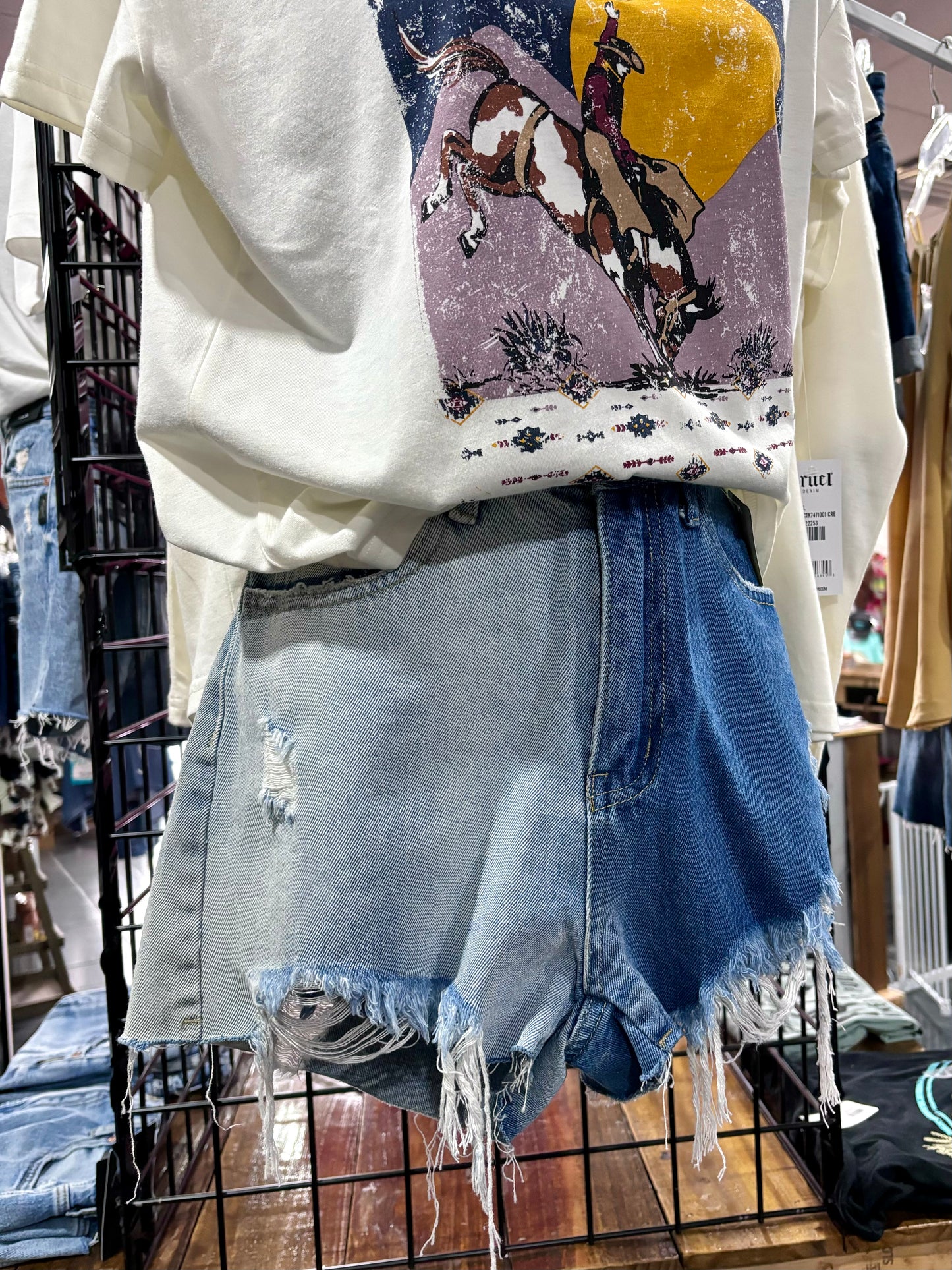 Two-Tone Jean Shorts