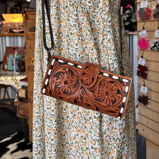 Tooled Crossbody Wallet