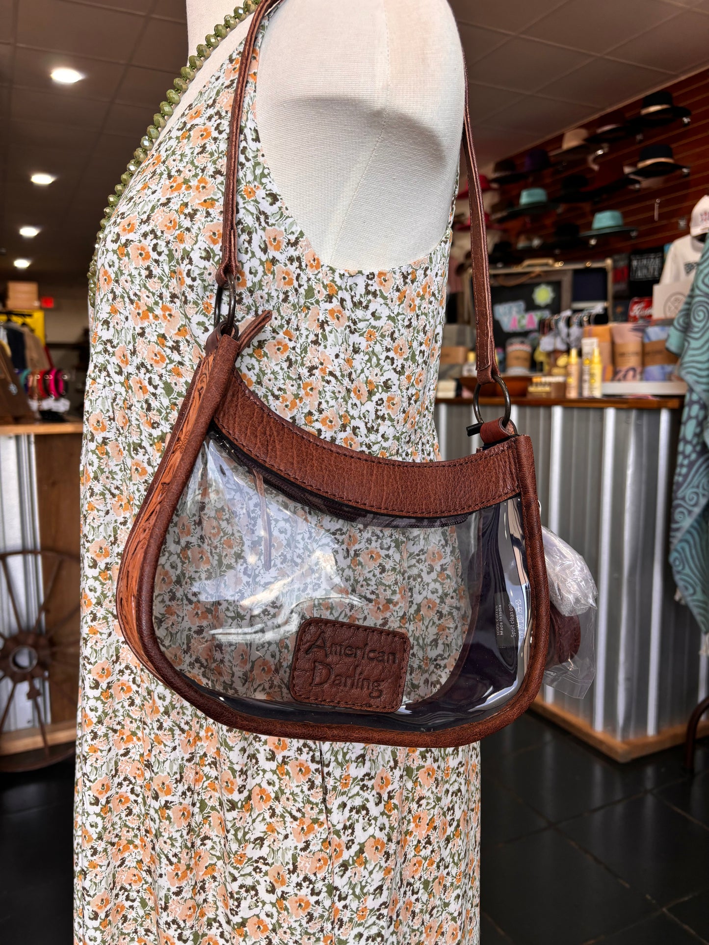 Tooled Leather Clear Bag