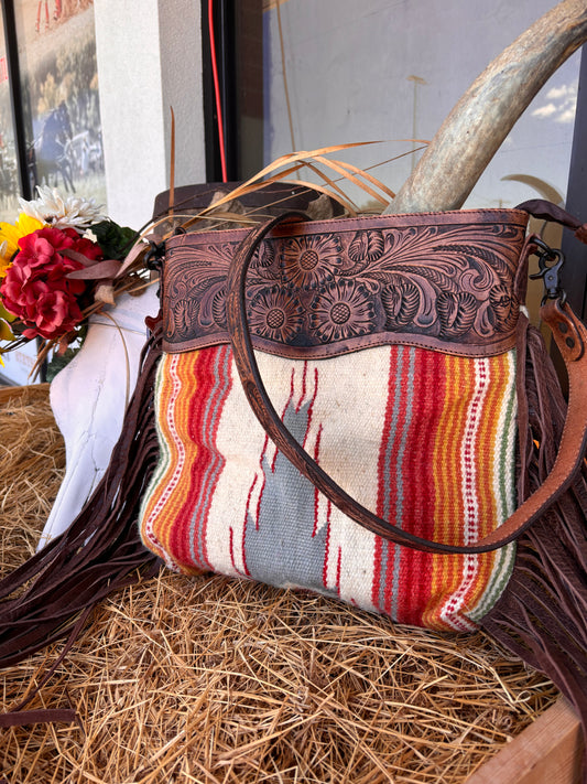 Aztec & Fringe Messenger Crossbody