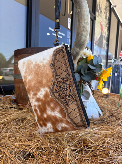 Tooled Pouch Wristlet