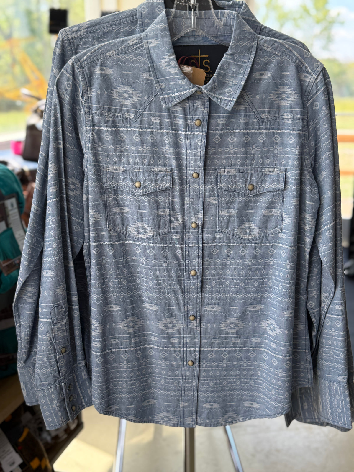 Women's Denim Print Button-up