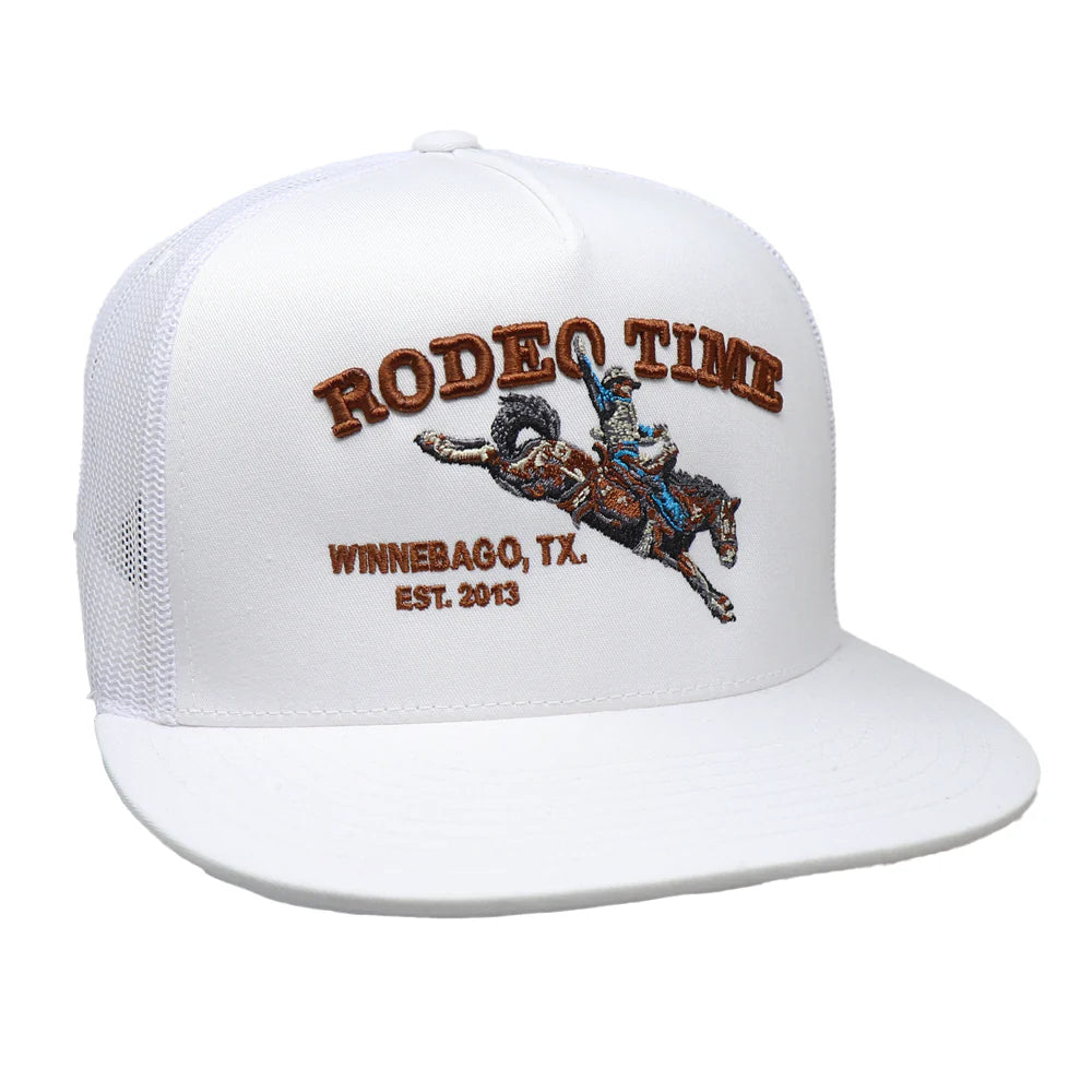 White Rodeo Time Bronc Cap