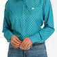 Women's Floral Geo Print Long Sleeve- teal