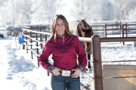 Women's Solid Long Sleeve- burgundy