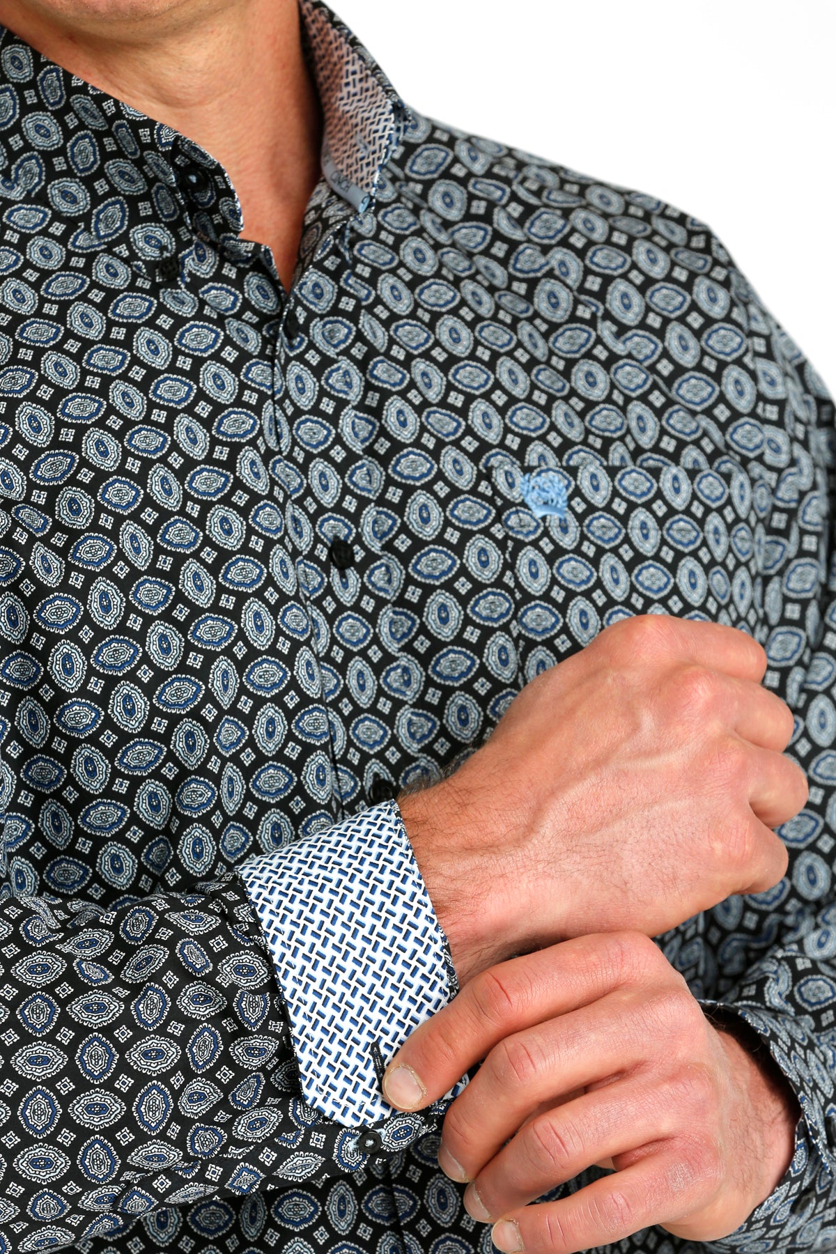 Medallion Print Long Sleeve- black/ blue