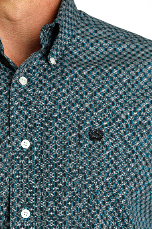 Geo Print Long Sleeve- teal & navy