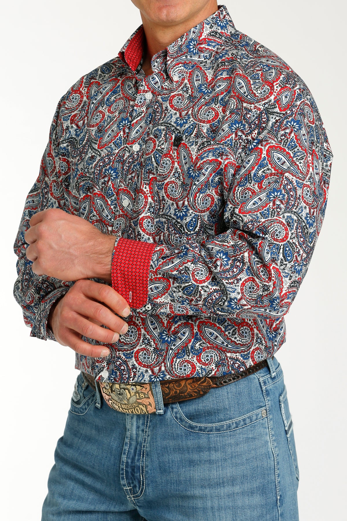 Paisley Long Sleeve- red/white/blue