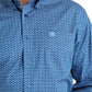 Men's Geo Print long Sleeve- royal blue