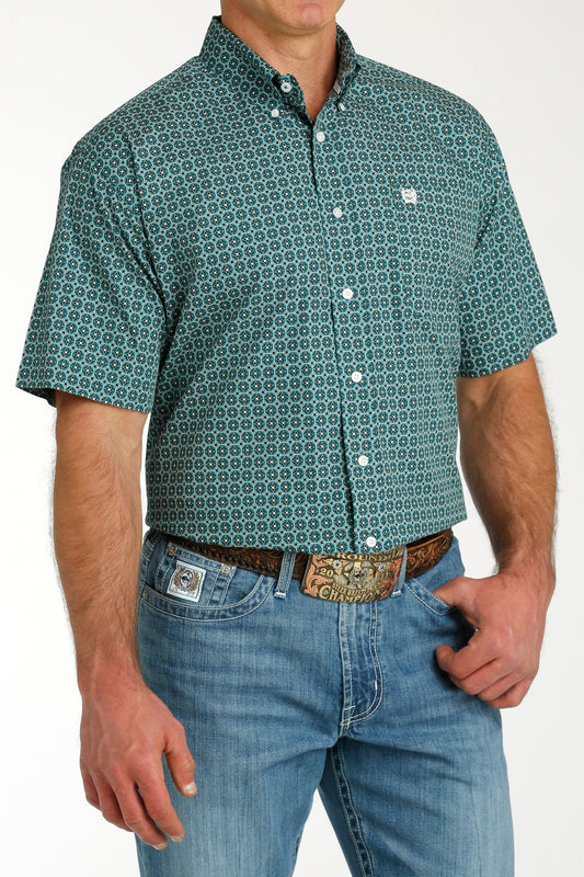 Geo Print Short Sleeve- teal