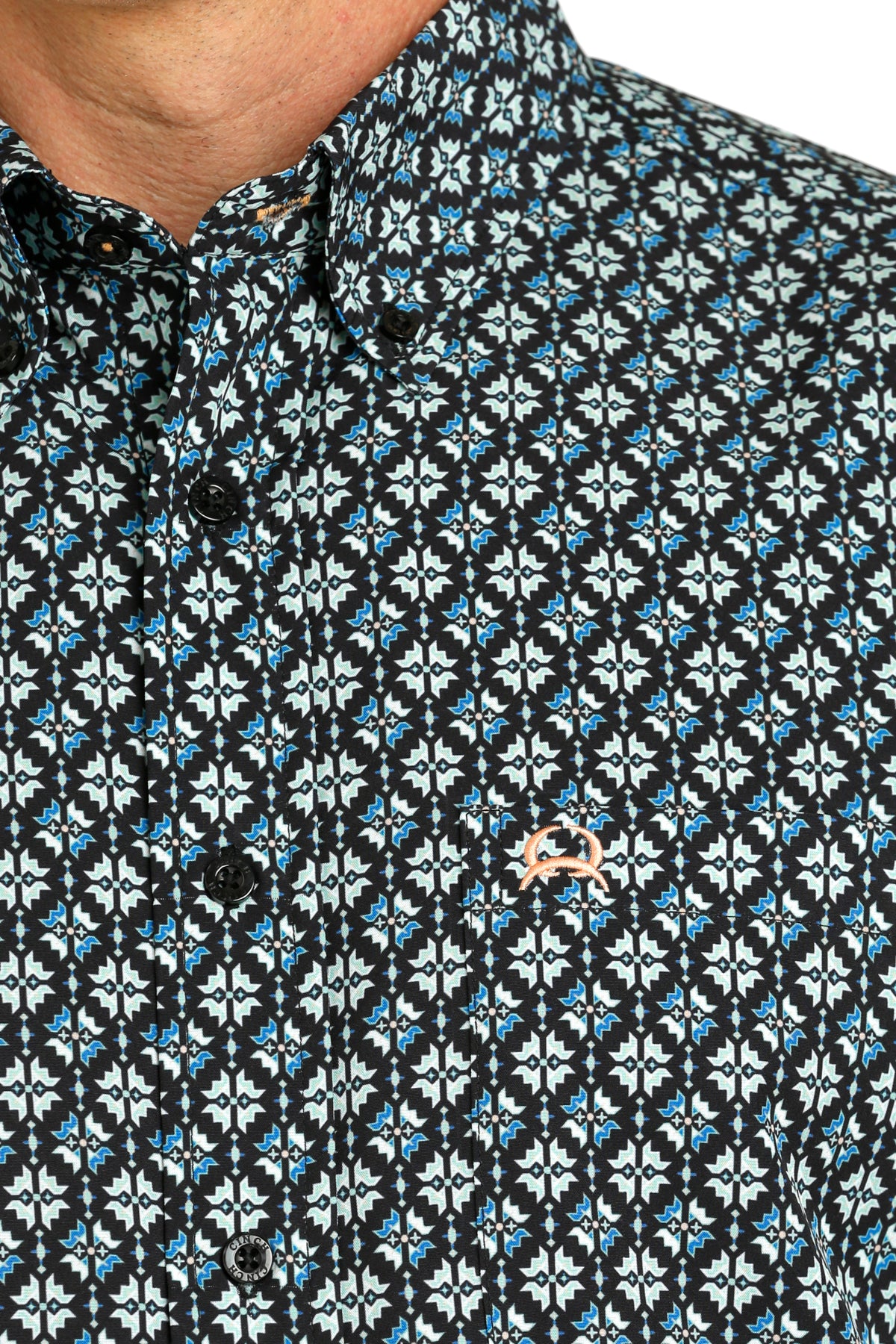 Medallion Print Short Sleeve- black & blue