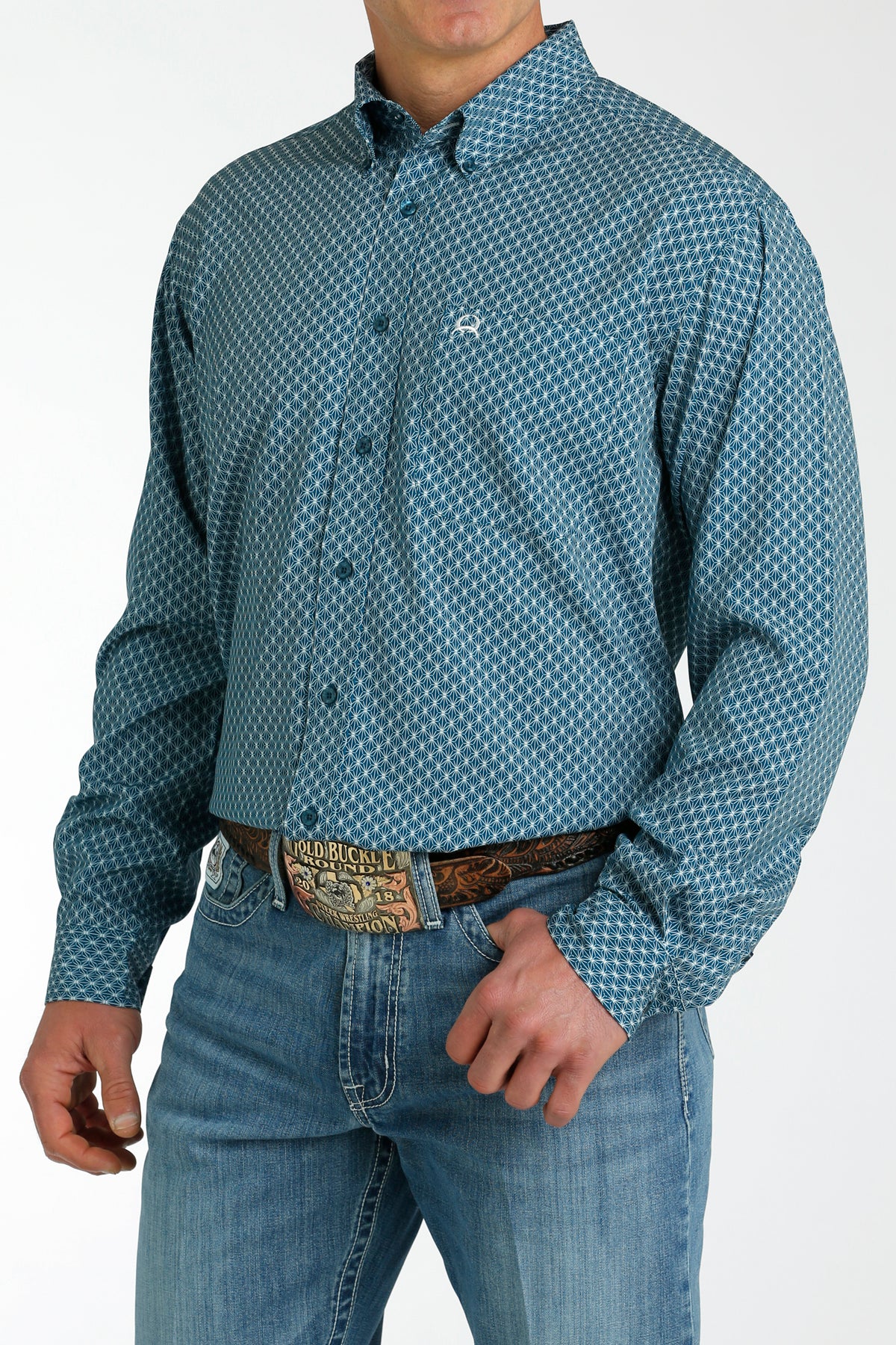 Geo Print Long Sleeve- teal