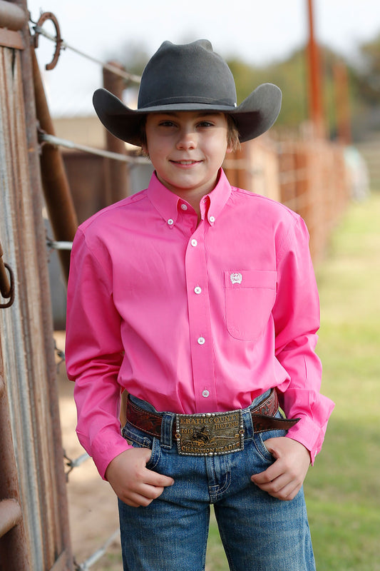 Boy's Solid Long Sleeve- pink