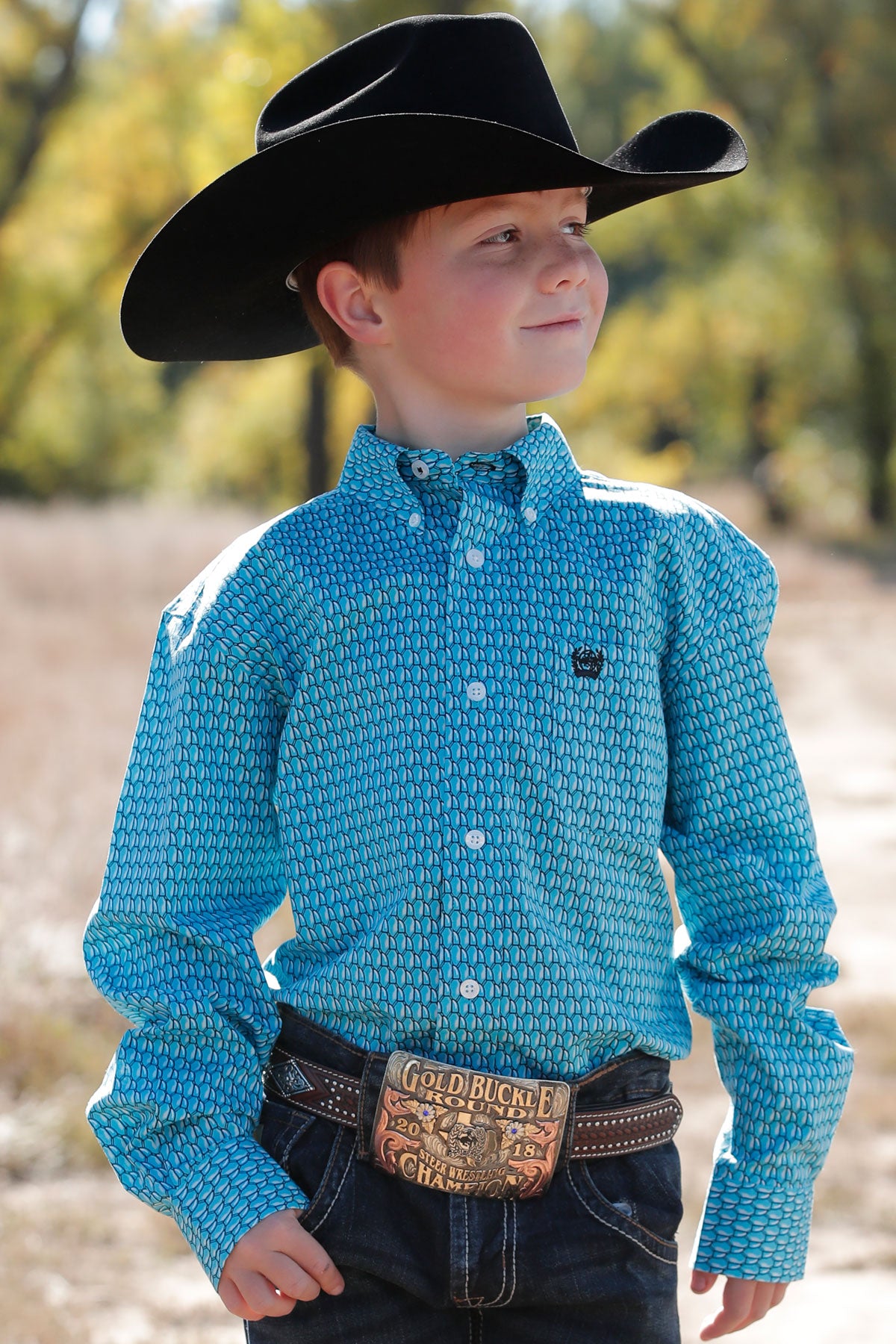 Cinch boys blue swirled L/S