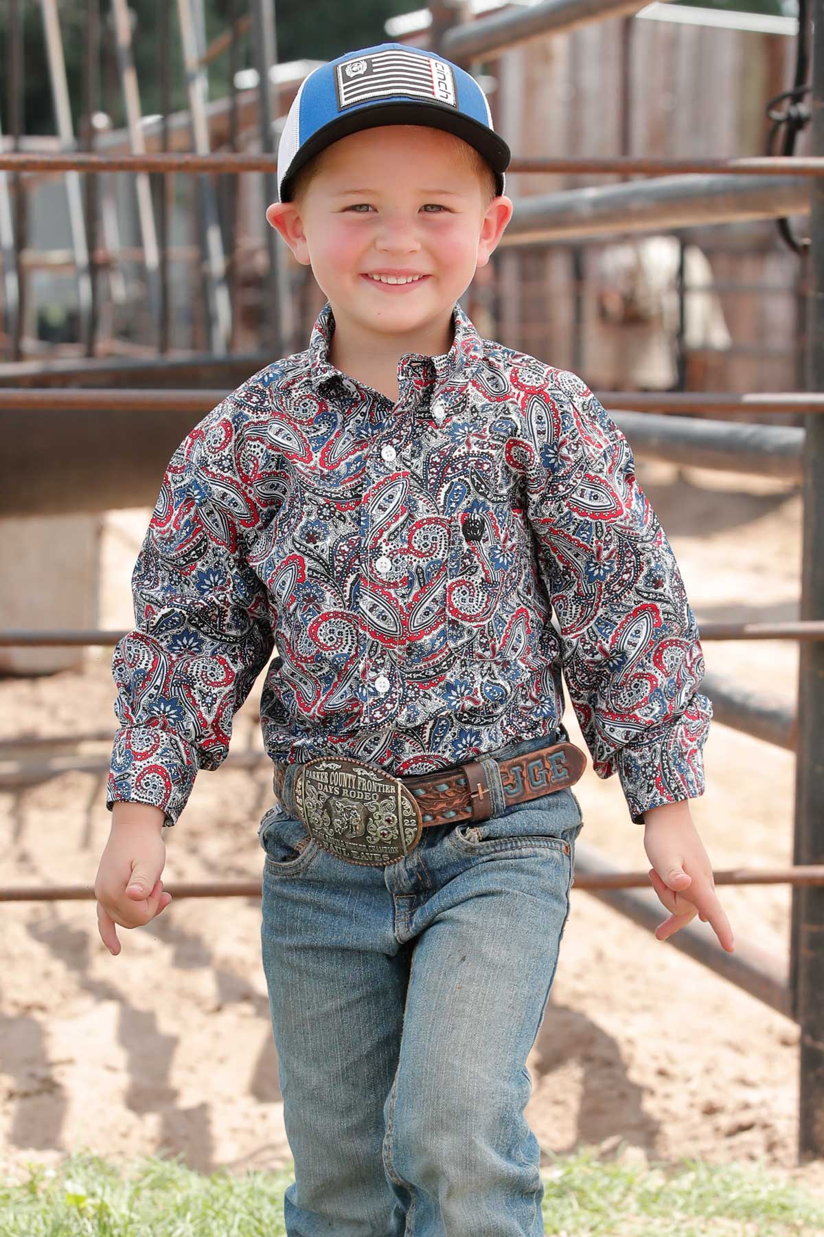 Boy's Paisley Long Sleeve- red/white/blue