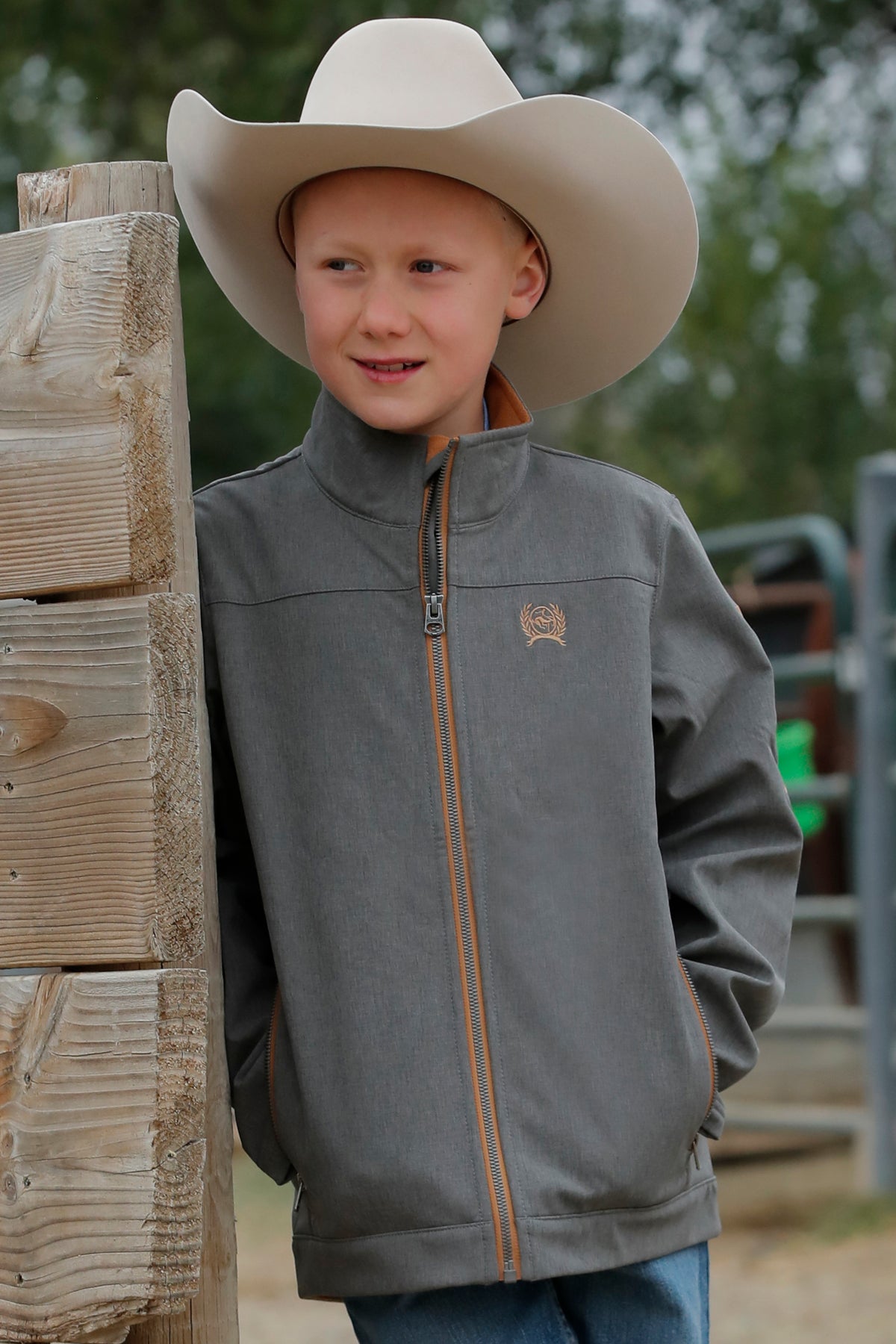 Boy's Bonded Jacket (Grey & Orange)