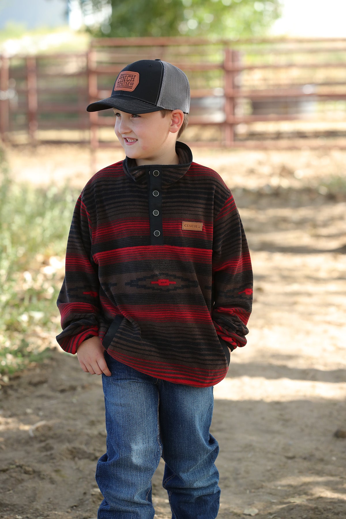 Boys Cinch fleece Red/black